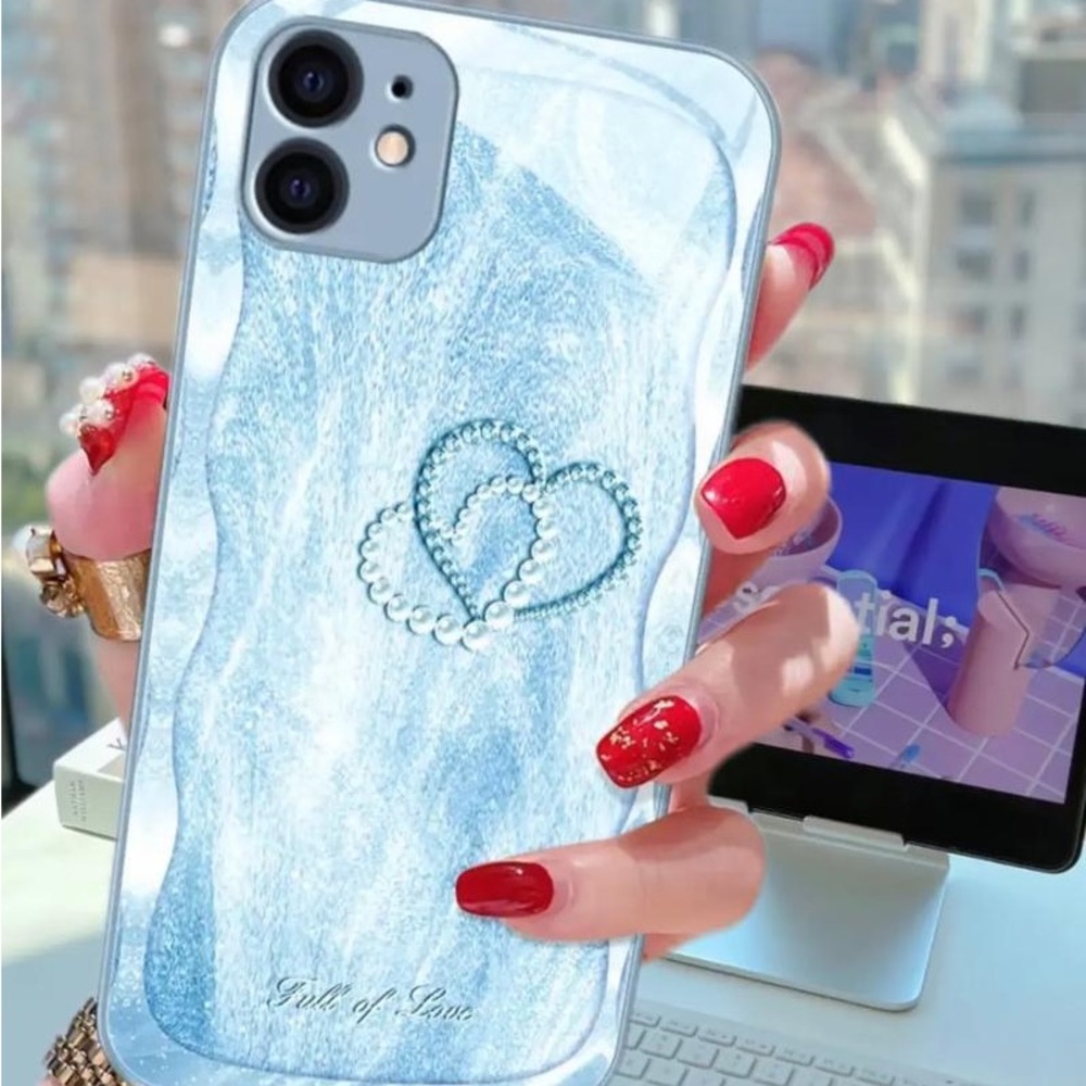 Blue Heart Marble Phone Case - Unbranded